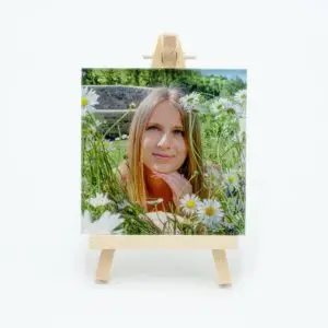 Cadre photo personnalisé en verre sur chevalet